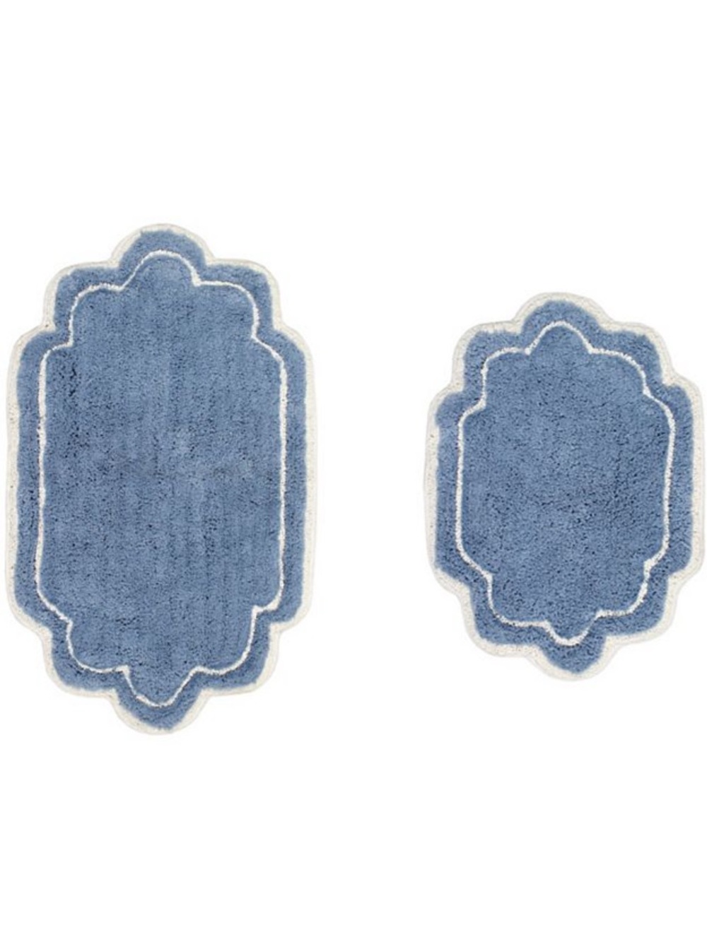 Blue Tufted Cotton Bath Rug Set